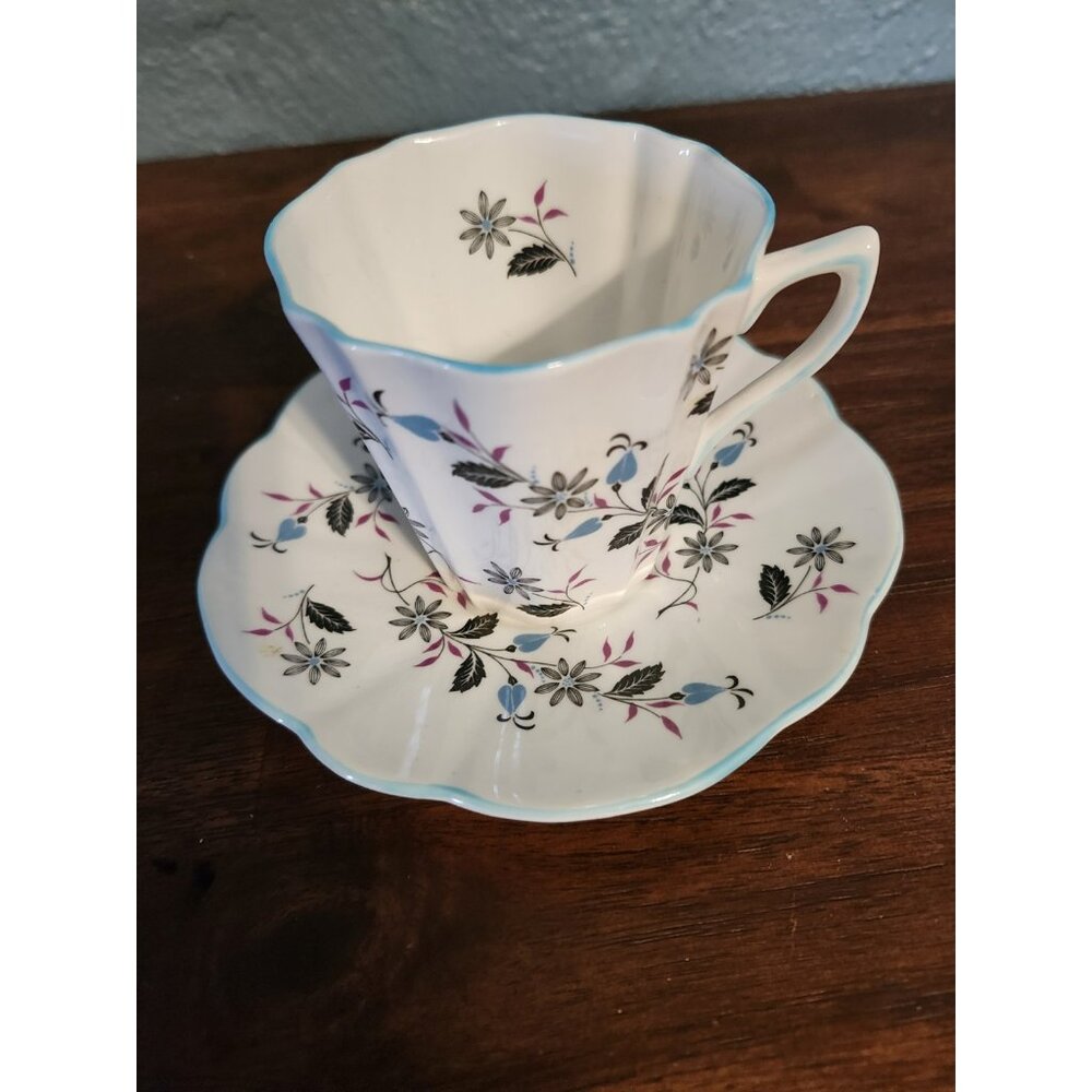 Rosina Bone Chins Cup and Saucer Blue Purple